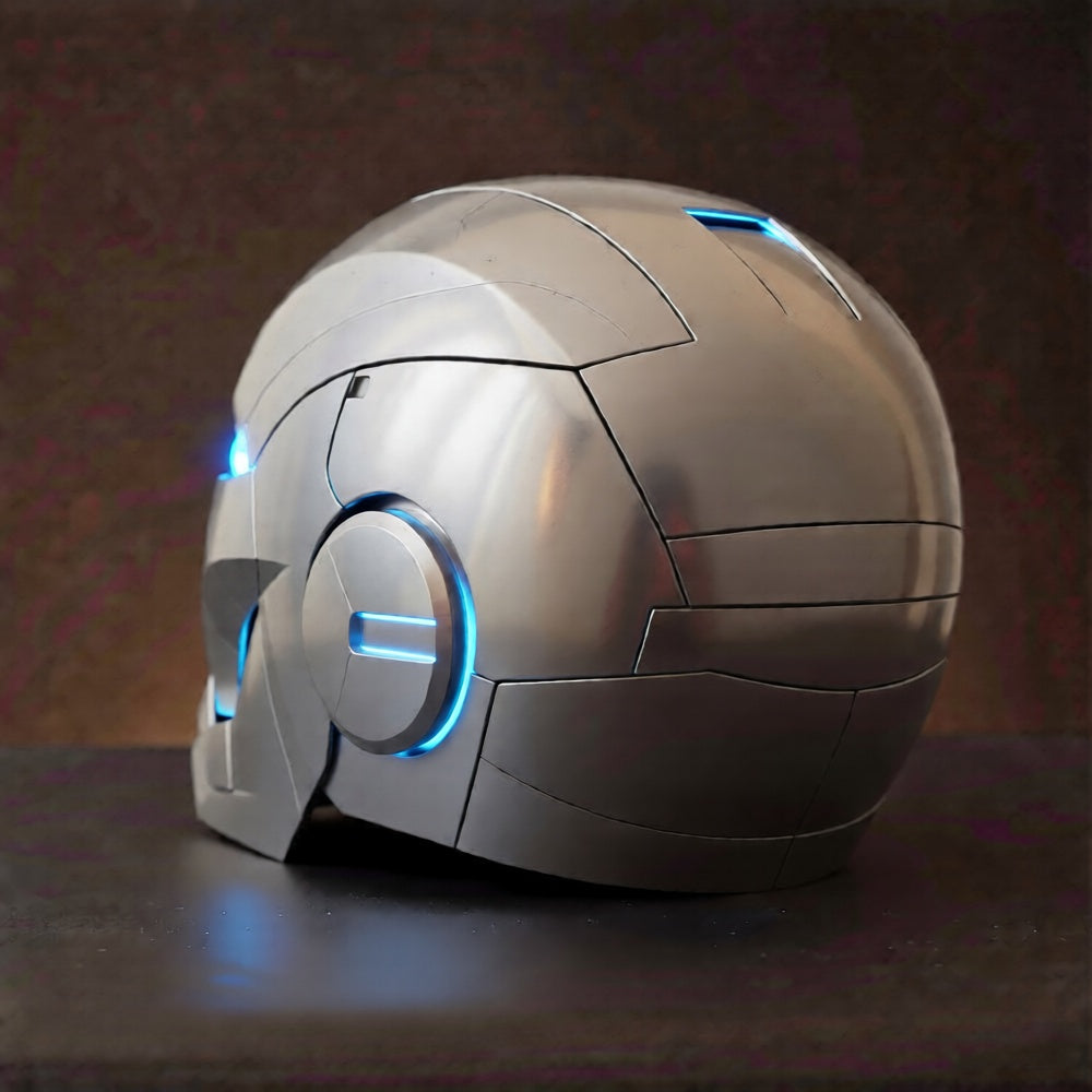 Silver Iron Man MK5 Helmet (With Jarvis - Voice, Remote, and Touch Control)