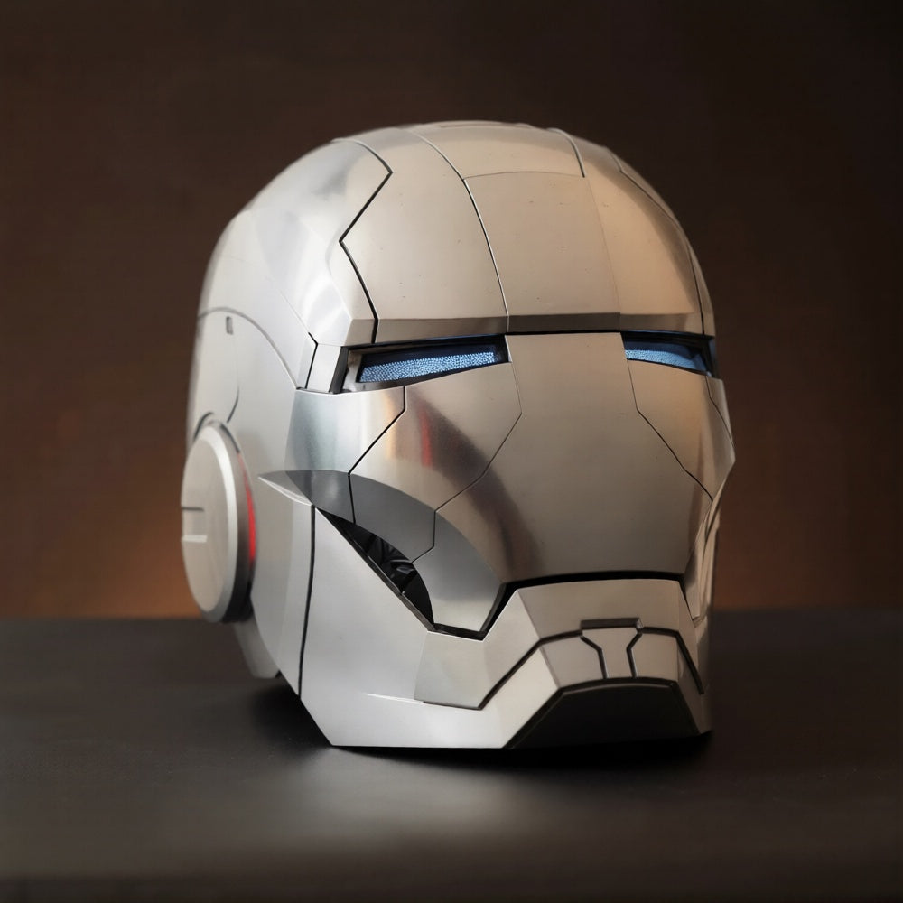 Silver Iron Man MK5 Helmet (With Jarvis - Voice, Remote, and Touch Control)