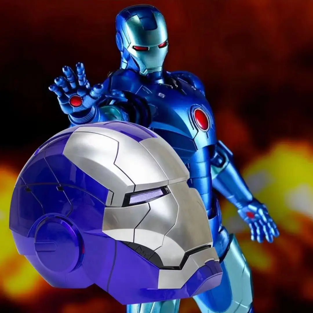 Blue Iron Man MK5 Helmet "Pepper" (With Jarvis - Voice, Remote, and Touch Control)