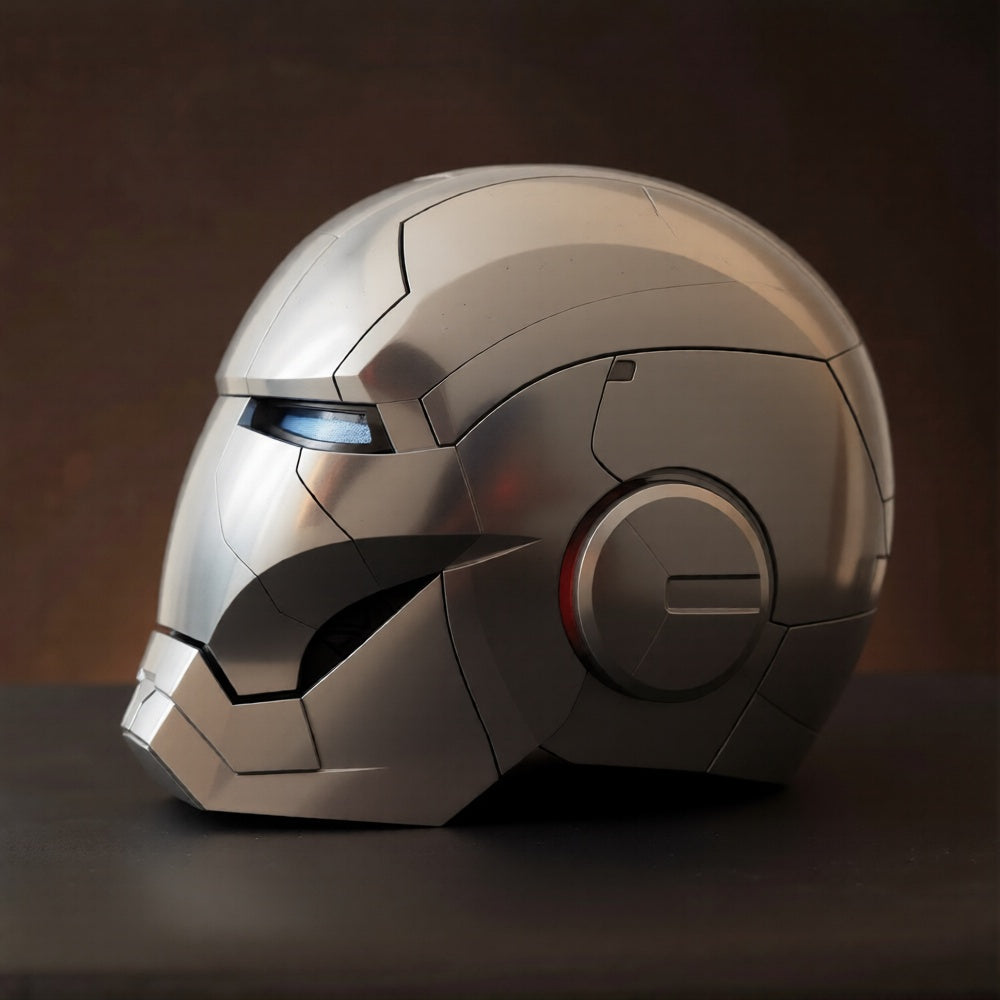 Silver Iron Man MK5 Helmet (With Jarvis - Voice, Remote, and Touch Control)