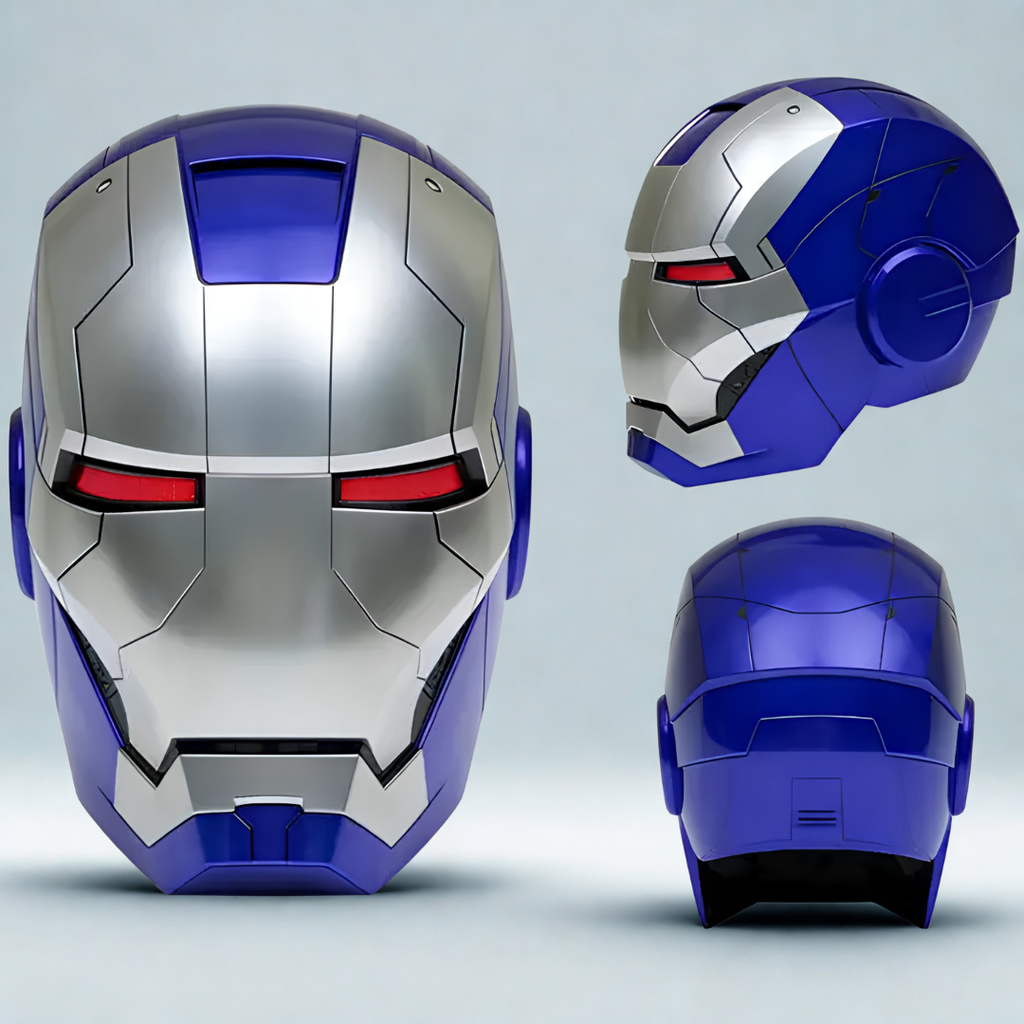 Blue Iron Man MK5 Helmet "Pepper" (With Jarvis - Voice, Remote, and Touch Control)