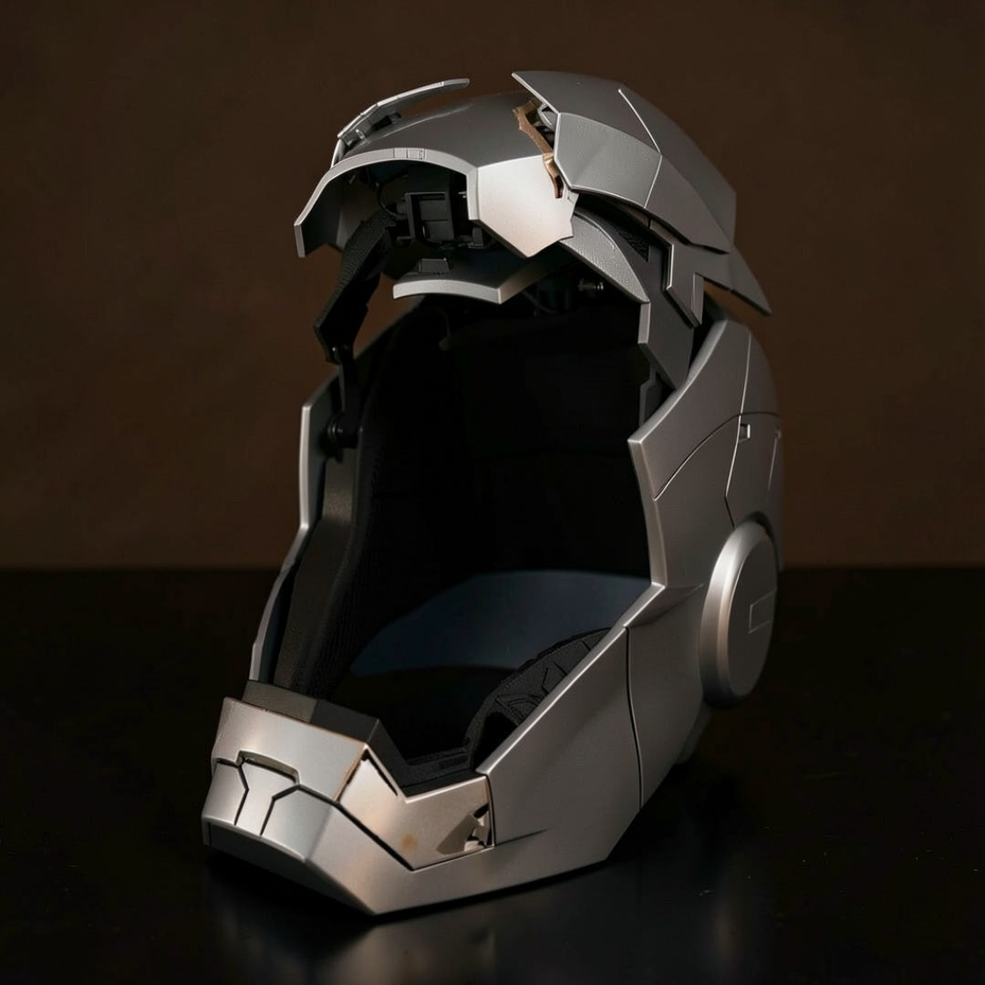 Silver Iron Man MK5 Helmet (With Jarvis - Voice, Remote, and Touch Control)